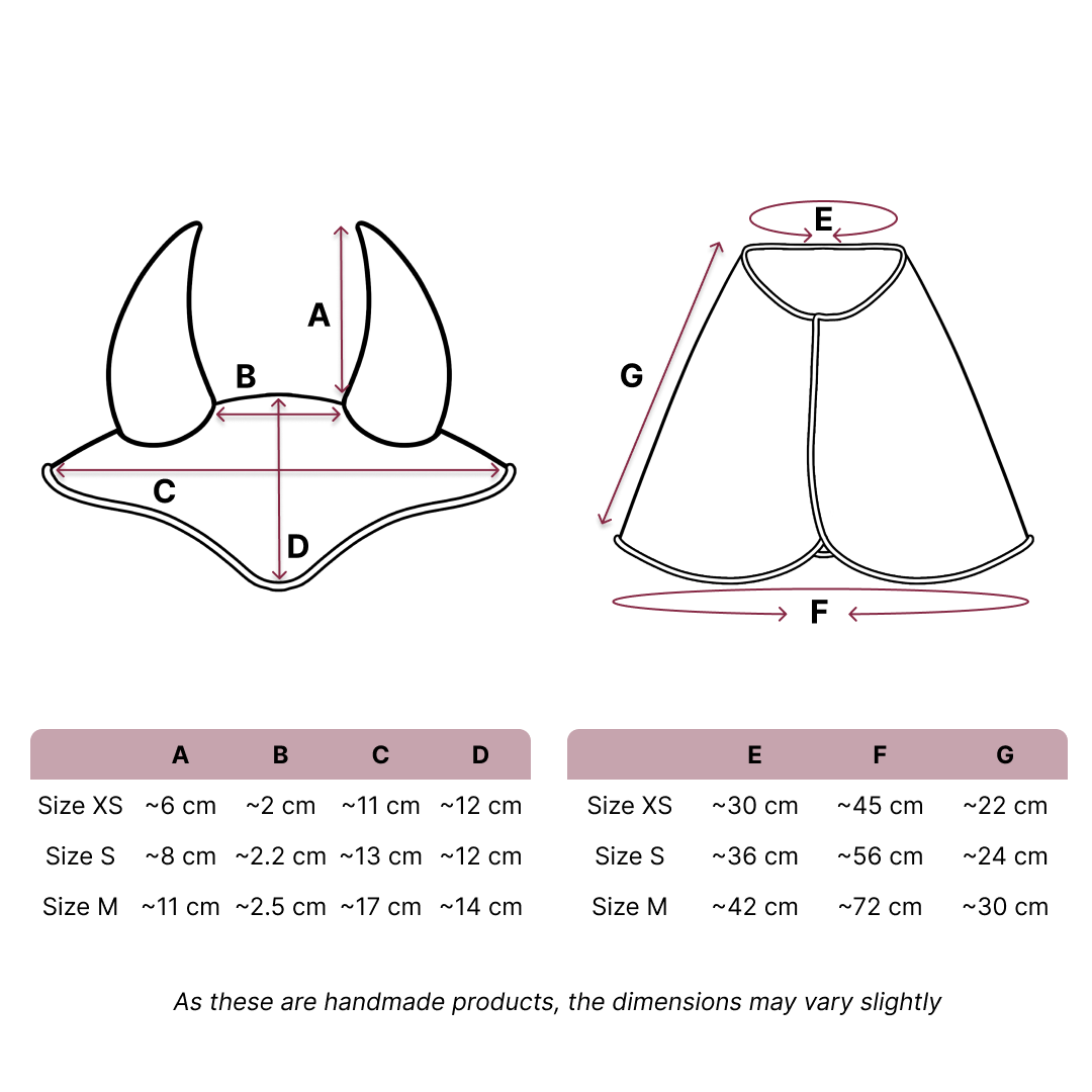Size guide – Set XS – EN