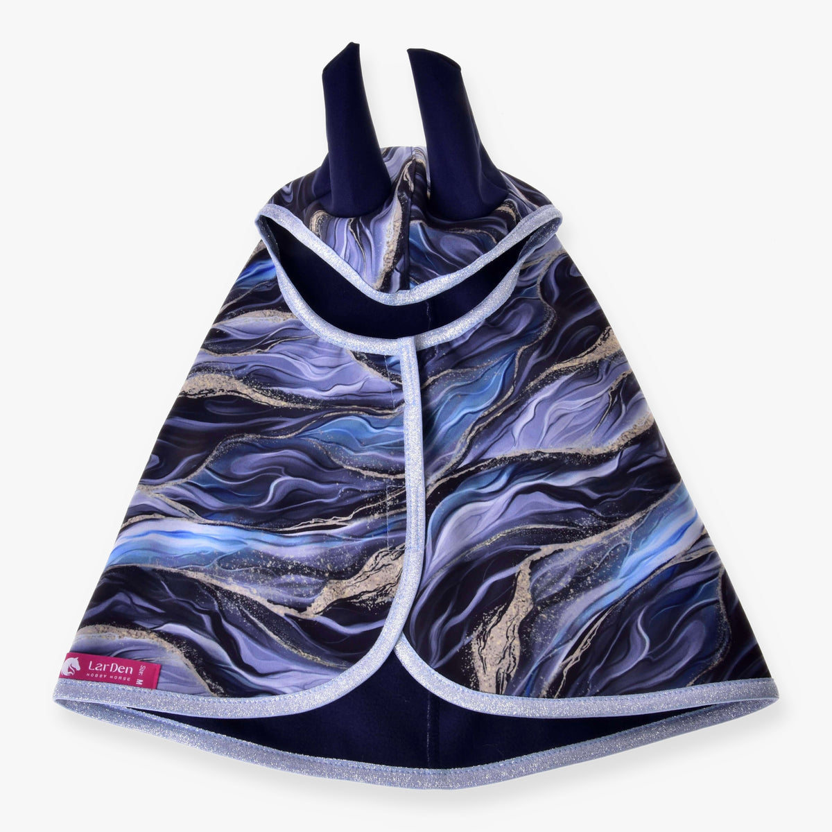 Pláštenka pre Hobby Horse Galaxy Cobalt od LarDen z modrého a sivého mramorovaného PES so strieborným lemovaním