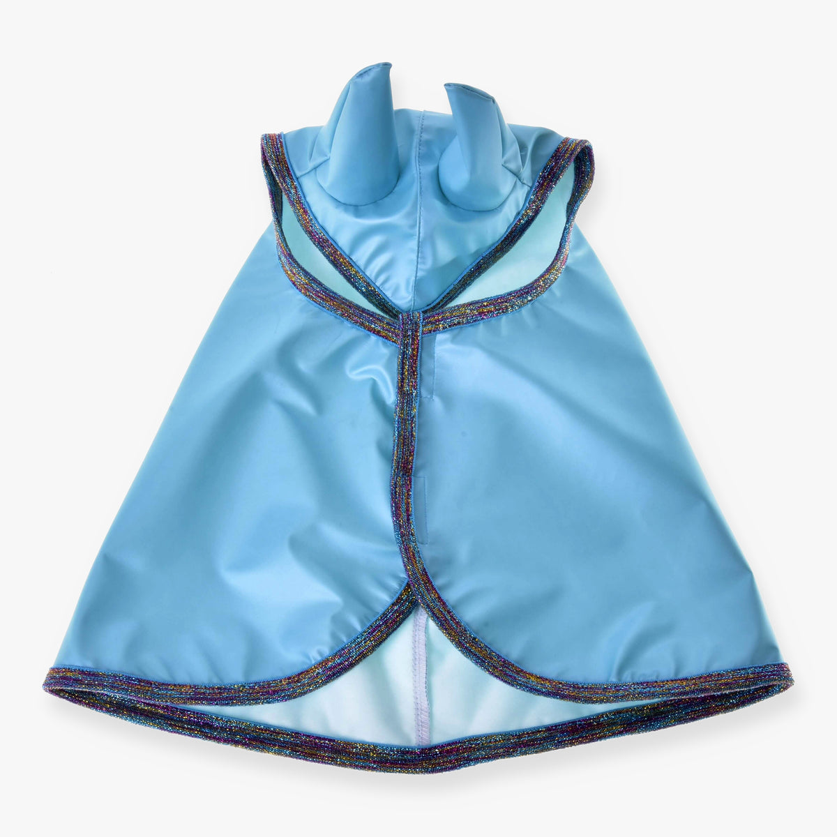 Pláštenka pre Hobby Horse Light Blue od LarDen s lesklým modrým povrchom a pestrofarebným trblietavým lemovaním