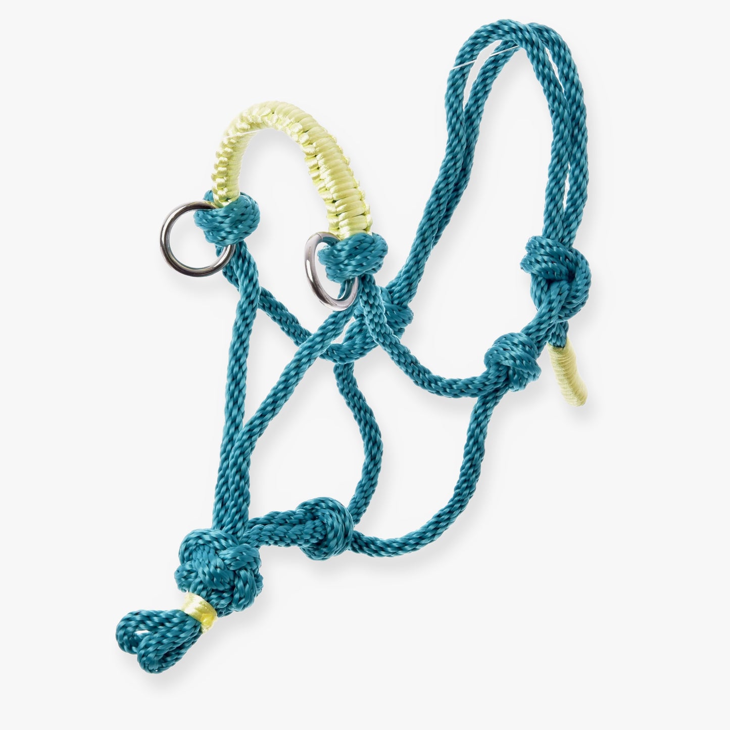 Parelka Tyrkys od Hobby Horse LarDen so žltými omotmi a kovovými krúžkami, ideálna ako štýlový doplnok pre Hobby Horse alebo na použitie na koni.